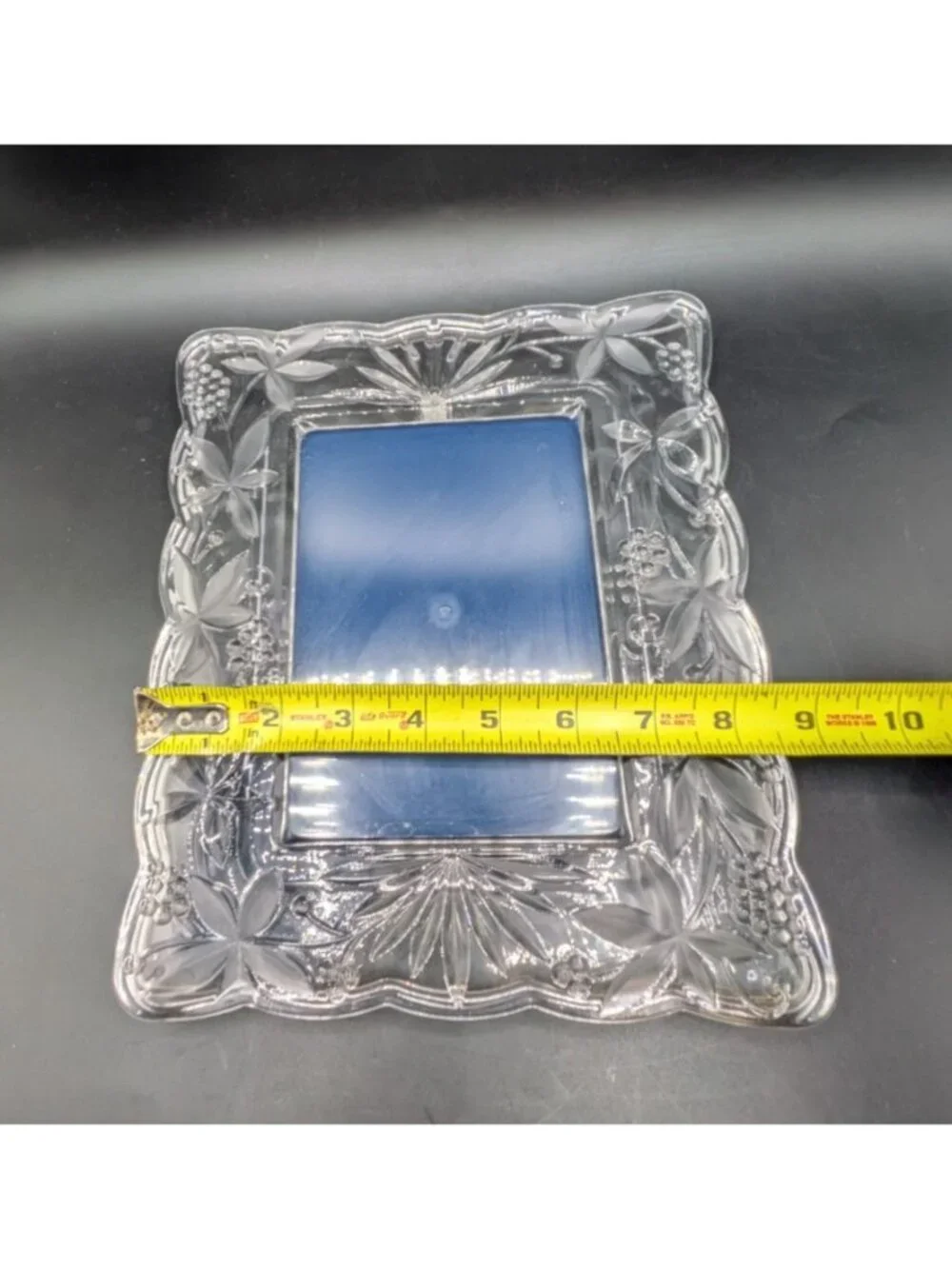Vintage Mikasa Garden Terrace Floral Crystal Glass Picture Frame Holds 5x7